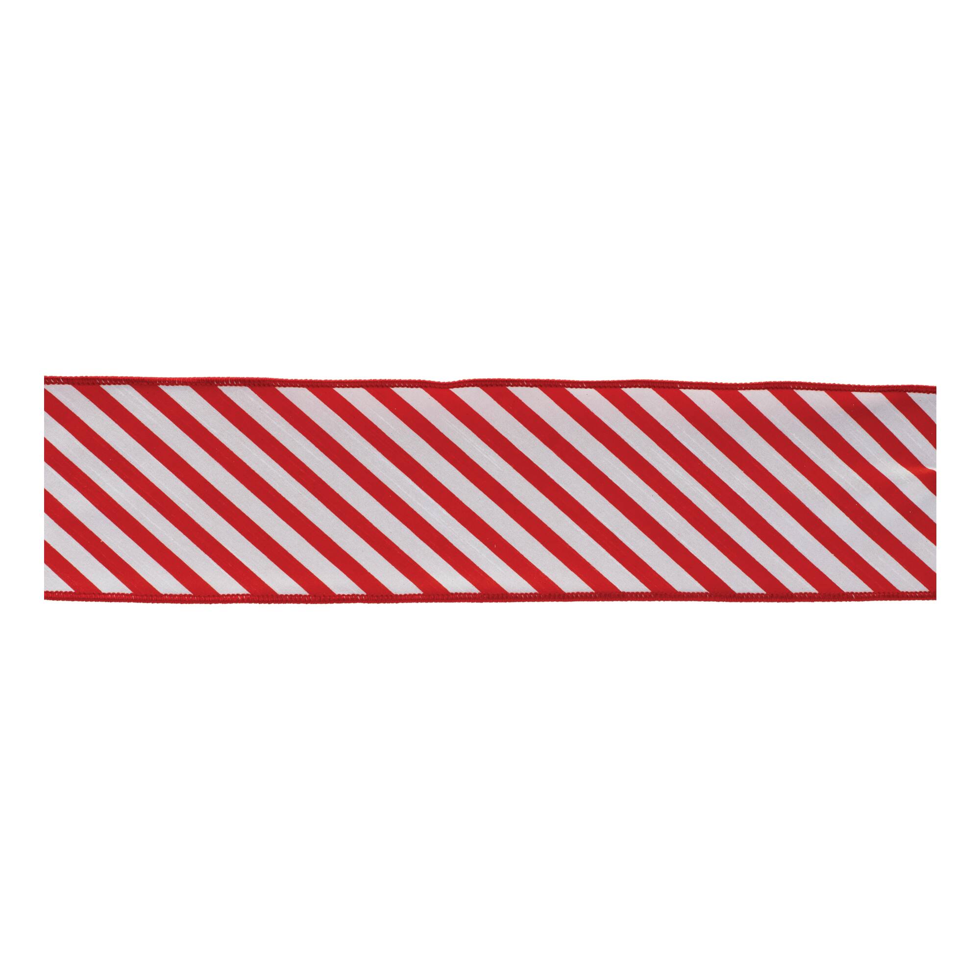 4" x 10yd. Red & White Striped Wired Ribbons, 2ct.